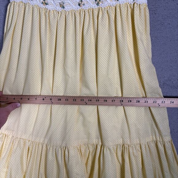 Vintage Butter Yellow Tiered Prairie Maxi Dress Cottage Core Ditsy Bridgerton‎ - Picture 13 of 16